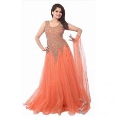 Ava Silk Mills Womens Net Semi-Stitched Salwar Suit (68022_Orange_Free Size)